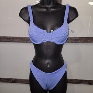 SHEIN Ribbed Blue Bikini Sz S